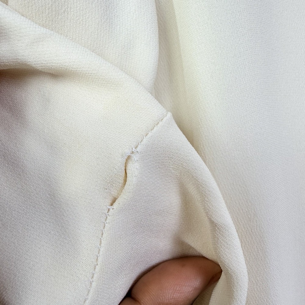 Eileen Fisher Silk Blend Pull On Pants Cream Wide Leg 1X Elastic Waist - Picture 5 of 11